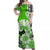 (Custom Personalised) Tahiti Islands Off Shoulder Long Dress Polynesian Shark Mix Tropical Flowers Green Style LT14 Women Green - Polynesian Pride