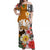 (Custom Personalised) Tahiti Islands Off Shoulder Long Dress Polynesian Shark Mix Tropical Flowers Orange Style LT14 Women Orange - Polynesian Pride
