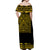 (Custom Personalised) Polynesian Off Shoulder Long Dress Dashiki With Polynesian Tattoo Royal Golden Version LT14 - Polynesian Pride