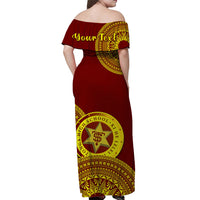 (Custom Personalised) Tonga High School Off Shoulder Long Dress Class Of Year Tongan Ngatu Pattern LT14 - Polynesian Pride
