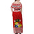 (Custom Text And Number) Tonga Rugby Off Shoulder Long Dress Mate Maa Tonga Pacific Ngatu White LT14 - Polynesian Pride