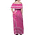 Tonga Breast Cancer Off Shoulder Long Dress Tongan Ngatu Pattern No One Fights Alone LT14 - Polynesian Pride