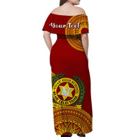 (Custom Personalised) Tonga Vavau High School Off Shoulder Long Dress Class Of Year Tongan Ngatu Pattern LT14 - Polynesian Pride