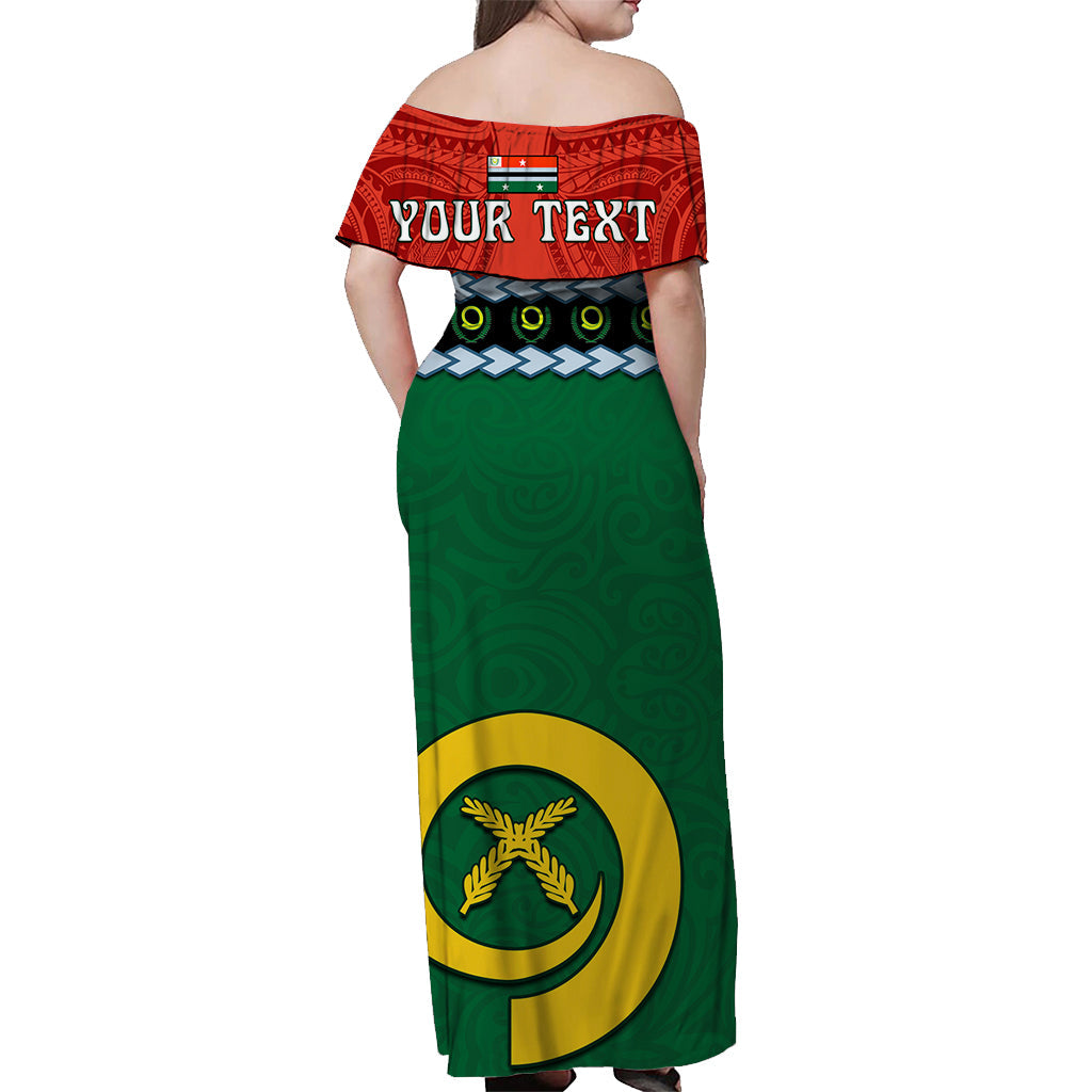 (Custom Personalised) Penama Province Off Shoulder Long Dress Vanuatu Pig Tusk Polynesian Flag Style LT14 - Polynesian Pride