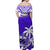 Samoa Off Shoulder Long Dress Samoan Coat Of Arms With Coconut Blue Style LT14 - Polynesian Pride