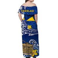 Tokelau Off Shoulder Long Dress National Badge Polynesian Happy 74th Independence Anniversary LT14 - Polynesian Pride