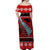New Zealand Christmas Off Shoulder Long Dress Paua Shell Silver Fern Meri Kirihimete LT14 - Polynesian Pride