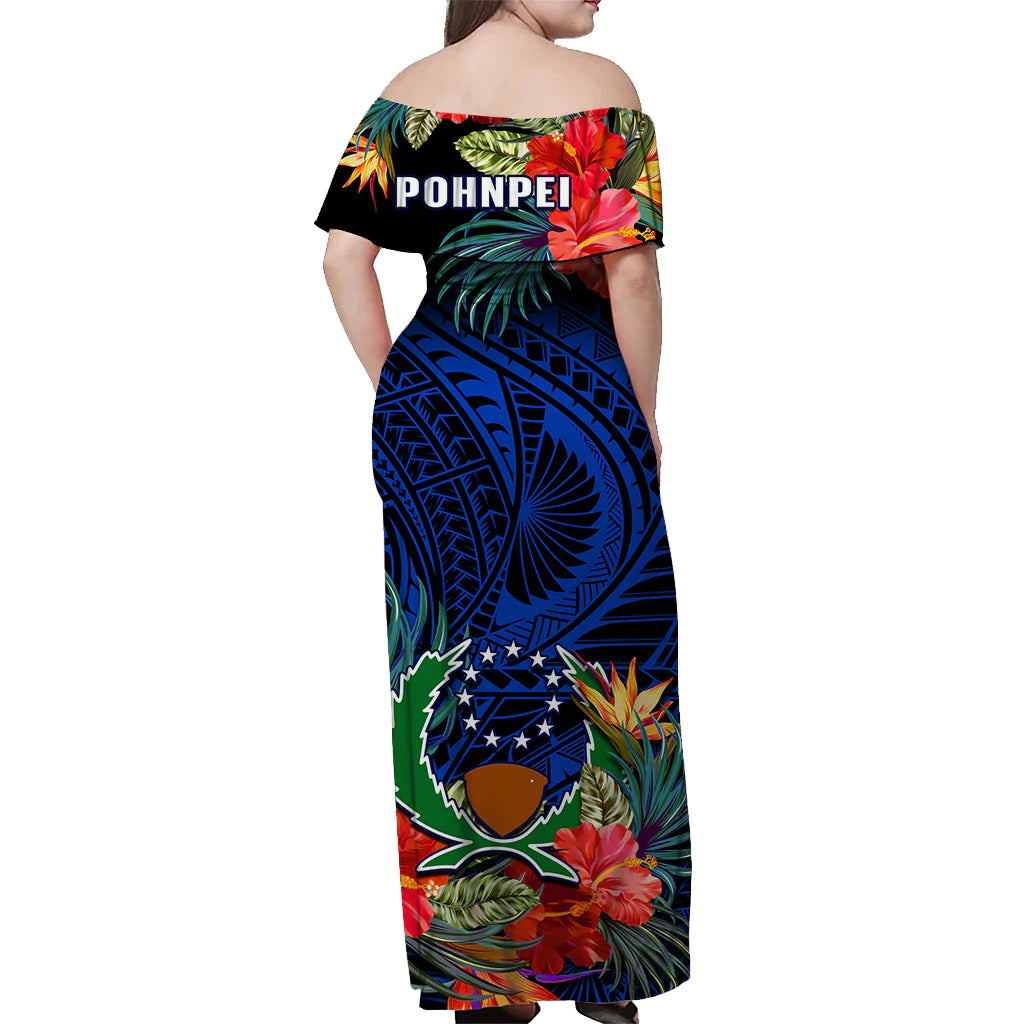 Pohnpei State Matching Dress and Hawaiian Shirt Polynesian Hibiscus Flowers LT14 - Polynesian Pride