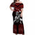 Custom Polynesian Couple Outfits Matching Hawaiian Warrior with Weapon Polynesian Tribal Red Dress And Shirt Ver.05 LT14 - Polynesian Pride