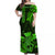 (Custom Personalised) Hawaii Off Shoulder Long Dress Kakau Kanaka Maoli Combine Polynesian Shark Ver.02 LT14 Women Green - Polynesian Pride