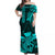 (Custom Personalised) Hawaii Off Shoulder Long Dress Kakau Kanaka Maoli Combine Polynesian Shark Ver.04 LT14 Women Turquoise - Polynesian Pride
