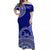 (Custom Personalised) Queen Salote Tonga College Off Shoulder Long Dress Tongan Ngatu Pattern LT14 Women Blue - Polynesian Pride
