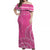 Tonga Breast Cancer Off Shoulder Long Dress Tongan Ngatu Pattern No One Fights Alone LT14 Women Pink - Polynesian Pride
