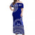 (Custom Personalised) Queen Salote Tonga College Off Shoulder Long Dress Class Of Year Tongan Ngatu Pattern LT14 Women Blue - Polynesian Pride