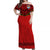 Tonga Rugby Off Shoulder Long Dress Mate Maa Tonga Pacific Ngatu Black LT14 Women Red - Polynesian Pride