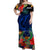 (Custom Personalised) Pohnpei State Off Shoulder Long Dress FSM Hibiscus Flowers Mix Polynesian LT14 Women Blue - Polynesian Pride