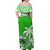 Samoa Off Shoulder Long Dress Samoan Coat Of Arms With Coconut Green Style LT14 - Polynesian Pride