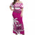 Samoa Off Shoulder Long Dress Samoan Coat Of Arms With Coconut Pink Style LT14 Women Pink - Polynesian Pride