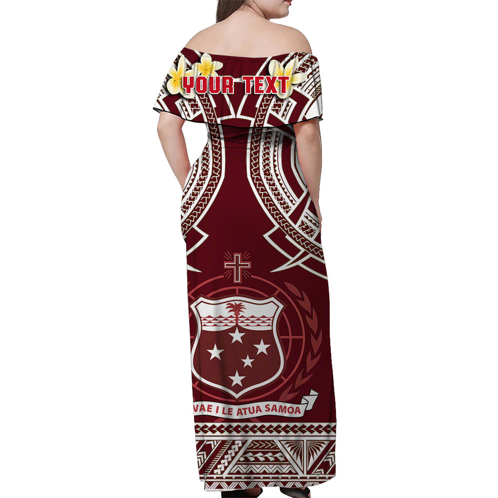 (Custom Personalised) Samoa Off Shoulder Long Dress Samoan Plumeria Flowers Mix Polynesian Pattern Ver.04 LT14 - Polynesian Pride