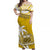 Samoa Off Shoulder Long Dress Samoan Coat Of Arms With Coconut Yellow Style LT14 Women Yellow - Polynesian Pride