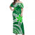 (Custom Personalised) Hawaii Flowers Wave Off Shoulder Long Dress Kanaka Maoli Green Polynesian LT13 Women Green - Polynesian Pride