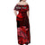 (Custom Personalised) Hawaii Monk Seal Off Shoulder Long Dress Kakau With Kanaka Red LT14 - Polynesian Pride