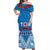 Toa Samoa Rugby Off Shoulder Long Dress Manu Siva Tau Style Ulafala LT13 Women Blue - Polynesian Pride