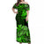(Custom Personalised) Hawaii Monk Seal Off Shoulder Long Dress Kakau With Kanaka Green LT14 Women Green - Polynesian Pride