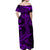 Polynesian Off Shoulder Long Dress Purple Hawaiian Tribal Hammerhead Shark LT14 - Polynesian Pride