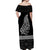 (Custom Personalised) New Zealand Off Shoulder Long Dress Maori Pattern Silver Fern Black LT13 - Polynesian Pride