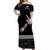 (Custom Personalised) New Zealand Off Shoulder Long Dress Maori Fern and Map Black LT13 Women Black - Polynesian Pride