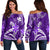 (Custom Personalised) Hawaii Flowers Wave Off Shoulder Sweater Kanaka Maoli Purple Polynesian LT13 Women Purple - Polynesian Pride