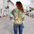 Hawaii Off Shoulder Sweater Polynesian Shark And Sea Turtle Dreamy Turquoise Artsy LT14 - Polynesian Pride