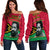 Vanuatu Off Shoulder Sweater Vanuatuan Flag Sand Drawing Happy Father Lini Day LT14 Women Red - Polynesian Pride