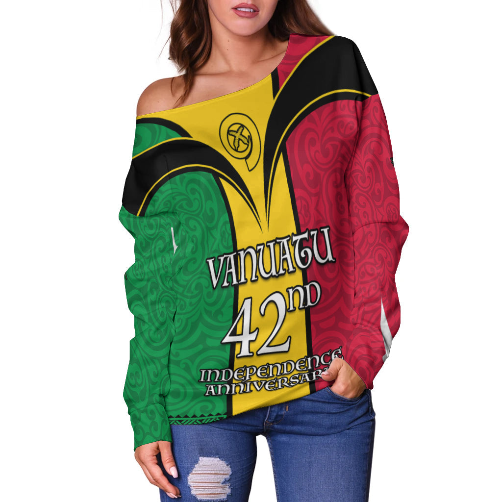 Vanuatu 1980 Off Shoulder Sweater Vanuatuan Independence Day LT13 - Polynesian Pride