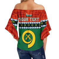 (Custom Personalised) Penama Province Off Shoulder Waist Wrap Top Vanuatu Pig Tusk Polynesian Flag Style LT14 - Polynesian Pride