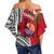 Tahiti Islands Off Shoulder Wrap Waist Top Polynesian Shark Mix Tropical Flowers LT14 - Polynesian Pride