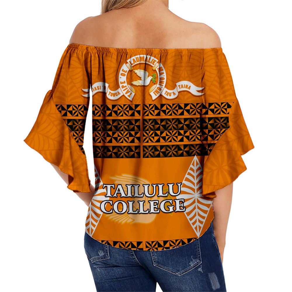 Tailulu College Off Shoulder Waist Wrap Top Tonga Pattern LT13 - Polynesian Pride