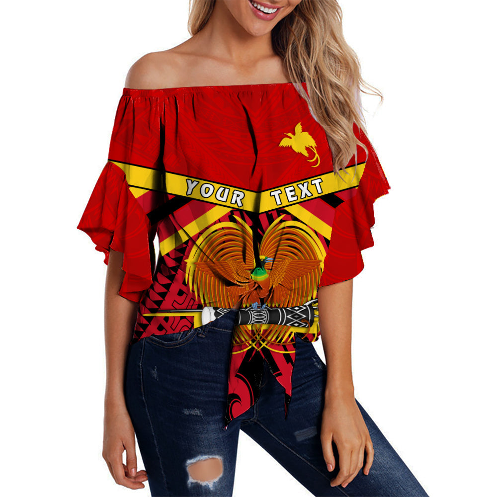 (Custom Personalised) Papua New Guinea Off Shoulder Waist Wrap Top the One and Only LT13 Women Red - Polynesian Pride