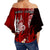 (Custom Personalised) New Caledonia Off Shoulder Waist Wrap Top Nautilus Red Polynesian Hibiscus LT13 - Polynesian Pride