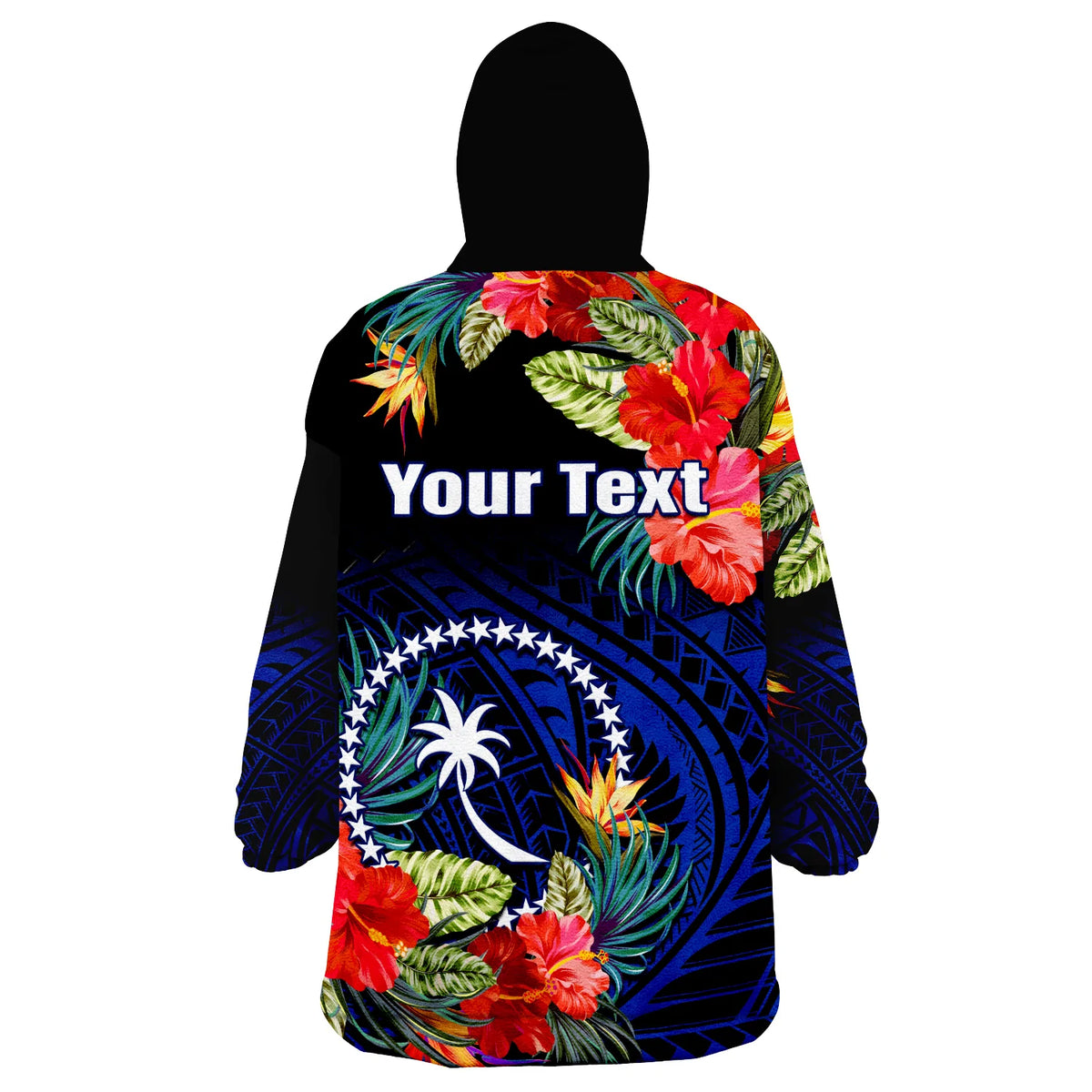(Custom Personalised) Chuuk State Wearable Blanket Hoodie FSM Hibiscus Flowers Mix Polynesian LT14 - Polynesian Pride
