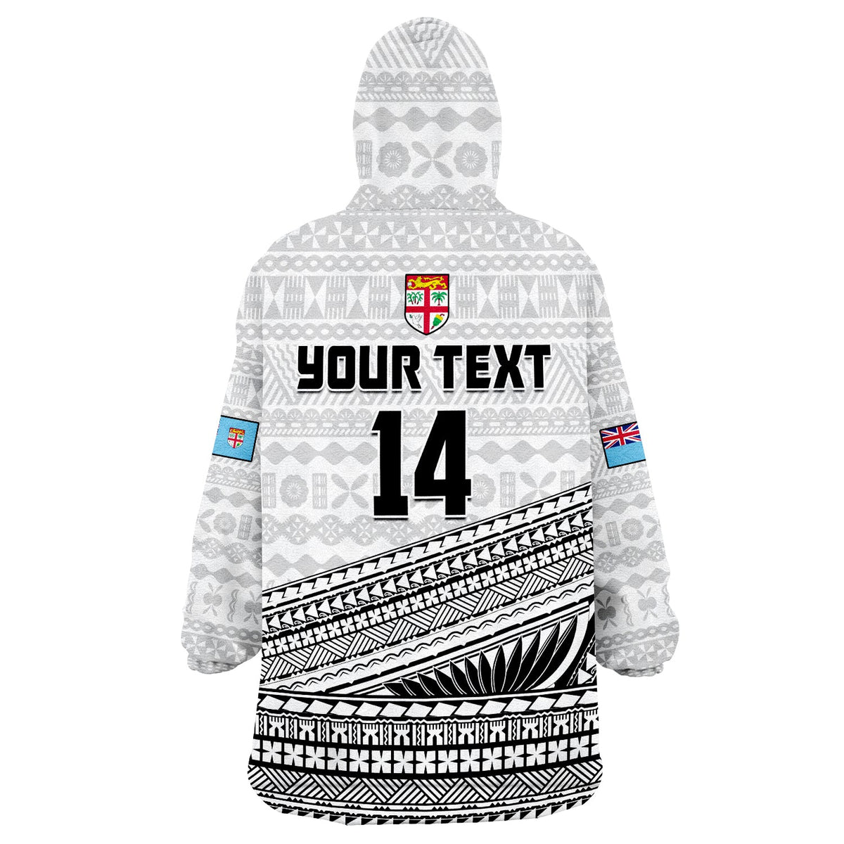 (Custom Text And Number) Fiji Sevens Rugby Wearable Blanket Hoodie Fijian 7s Tapa Polynesian Art LT14 - Polynesian Pride