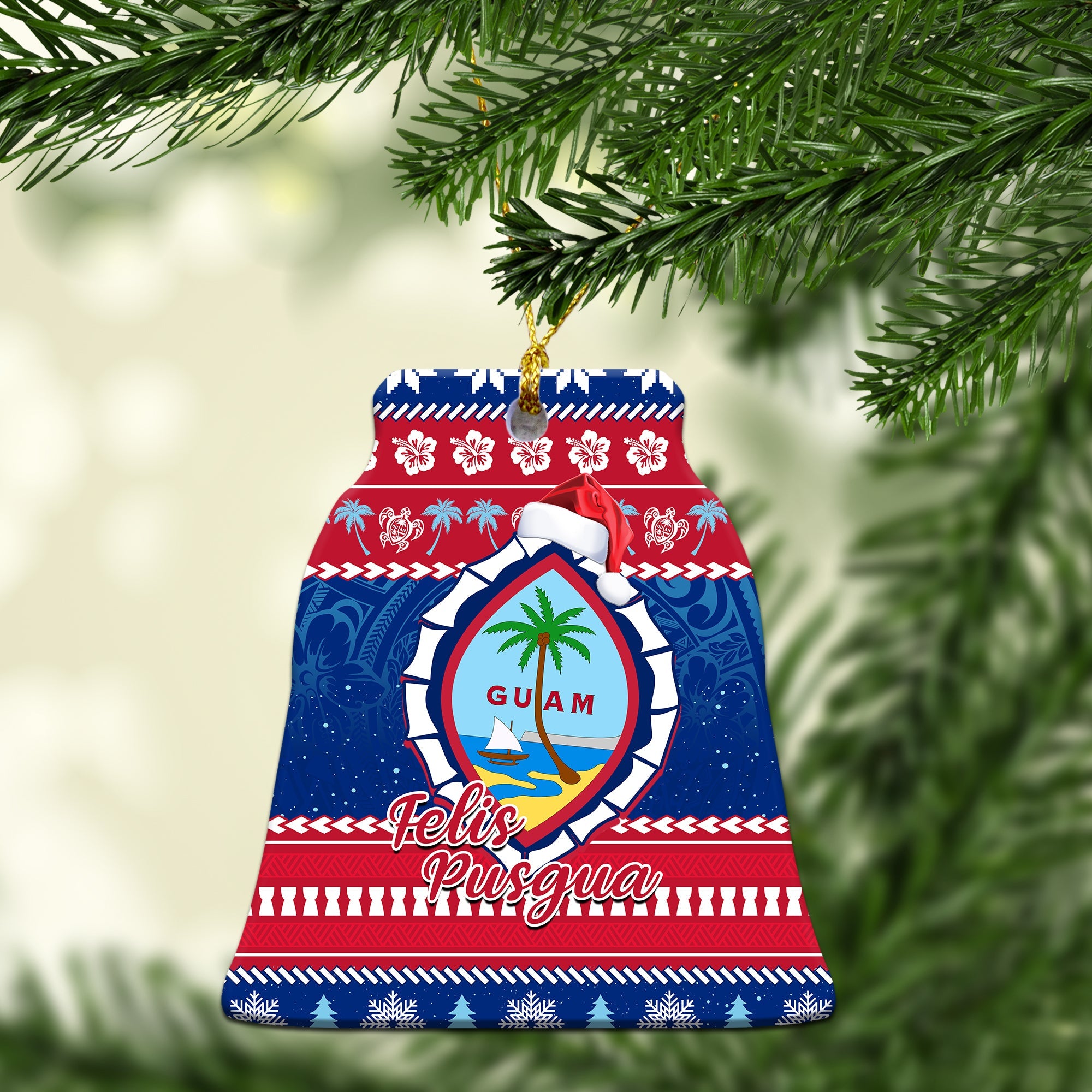 Guam Christmas Ornaments Guaman Seal Polynesian Felis Pusgua LT14 Blue - Polynesian Pride