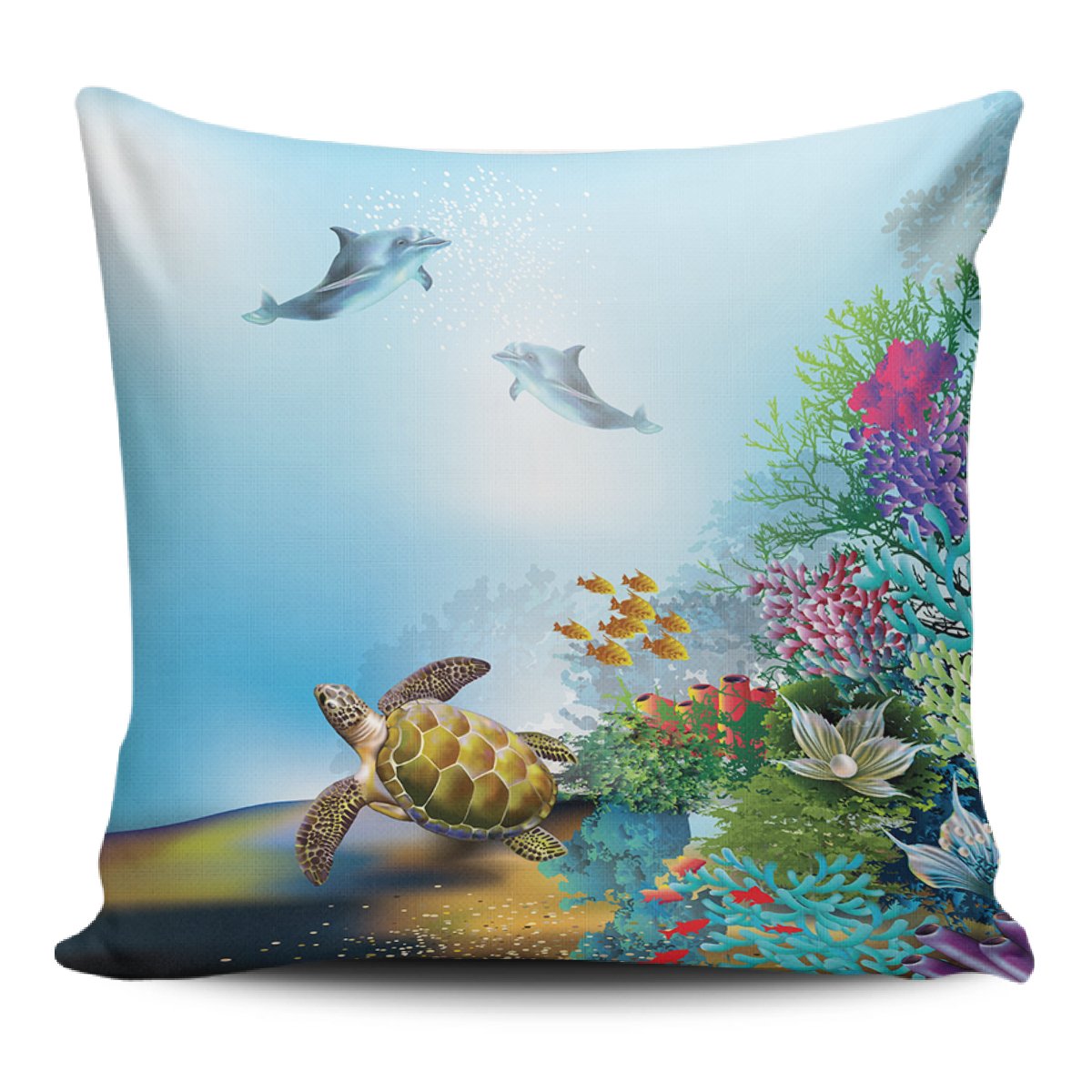 Ocean Cartoon Pillow Covers One Size Zippered Pillow Case 18"x18"(Twin Sides) Black - Polynesian Pride