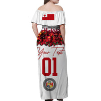 (Custom Personalised) Tonga Emancipation Day Off Shoulder Long Dress Independence Day - Unique Kahoa Heilala Flower - White LT8 - Polynesian Pride