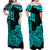 Hawaii Kakau Off Shoulder Long Dress Polynesian Floral Tribal Aqua Version LT9 Women Aqua - Polynesian Pride