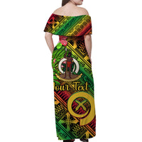 (Custom Personalised) Vanuatu Off Shoulder Long Dress Independence Be Proud Vanuatu Flag - Gradient Vibes LT8 - Polynesian Pride