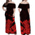 Polynesian Couple Outfits Hawaii Shaka Sign Couple Long Dress and Hawaiian Shirt Red Version LT9 - Polynesian Pride