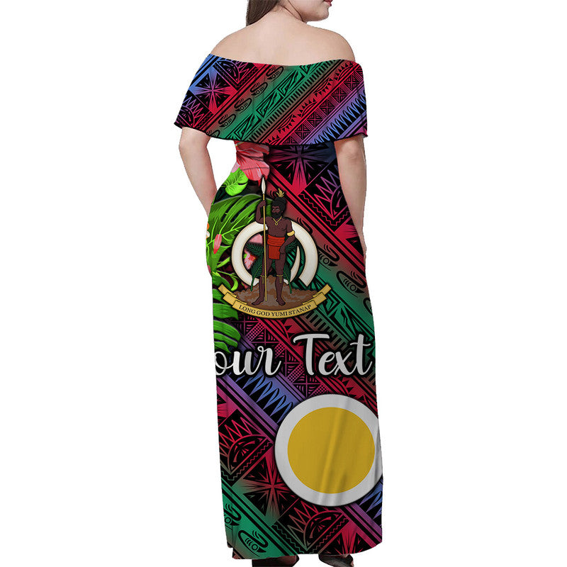 (Custom Personalised) Vanuatu Shefa Off Shoulder Long Dress Independence Be Proud LT8 - Polynesian Pride