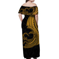 Custom Polynesian Valentine Matching Dress and Hawaiian Shirt Heart Tattoo Gold Style LT6 - Polynesian Pride